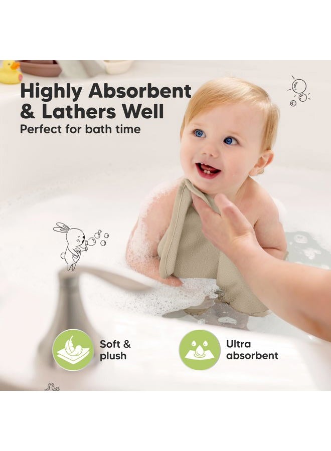 KeaBabies 6-Pack Baby Washcloths - Soft Absorbent Viscose from Bamboo Wash Cloths for Babies, Kids, Toddlers, Infant, Newborn Bath Towels, Gentle on Sensitive Skin, 10x10 Reusable Face Towels(Earth Brown) - Image 3