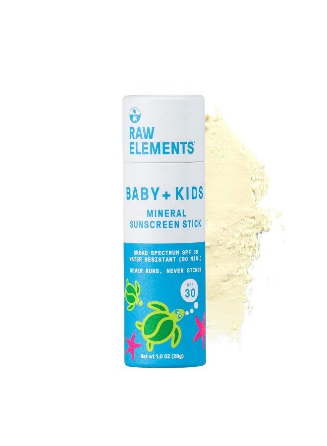 Raw Elements Baby & Kids SPF 30 Organic Sunscreen Stick, Non-Nano Zinc Oxide, Reef-Safe, Cruelty-Free, Gluten & Nut Free, Zero Waste Tube, Travel Sunblock 1.0 oz - Image 1