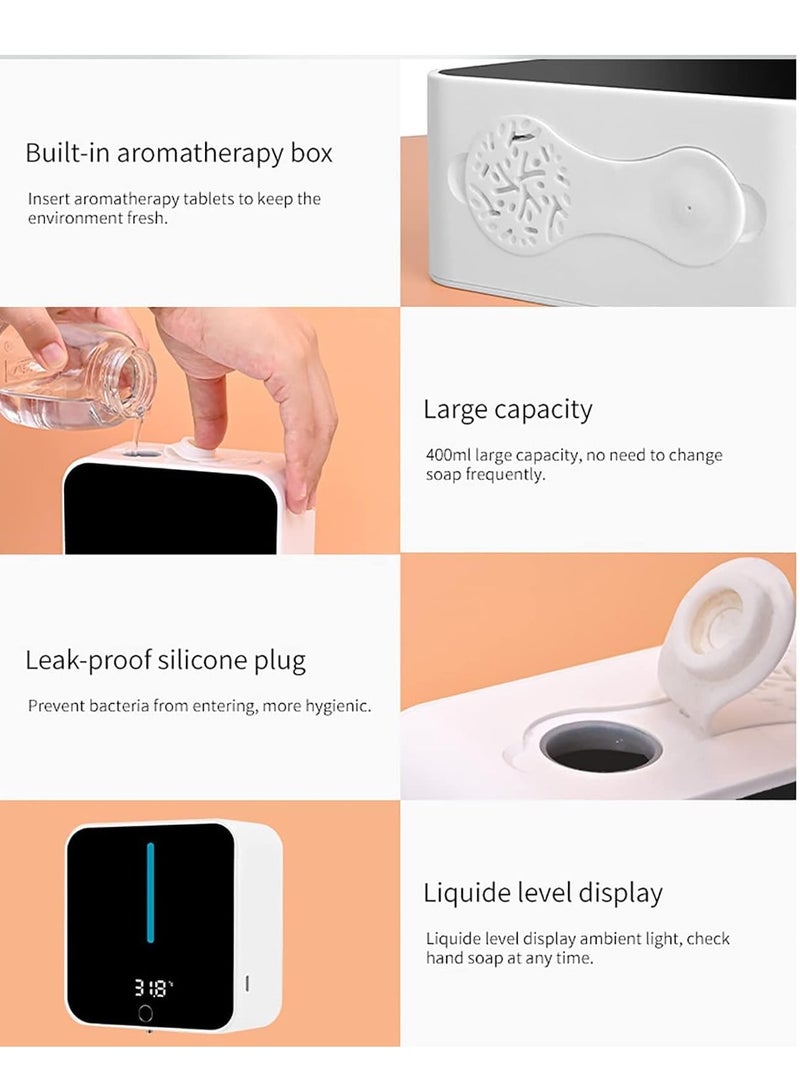 KASTWAVE موزع صابون أوتوماتيكي مثبت على الحائط معقم لليدين بدون تلامس مع مستشعر حركة ذكي سعة 400 مل مناسب للنظافة المنزلية والحمام والمطبخ والشركة والمدرسة  - Image 5