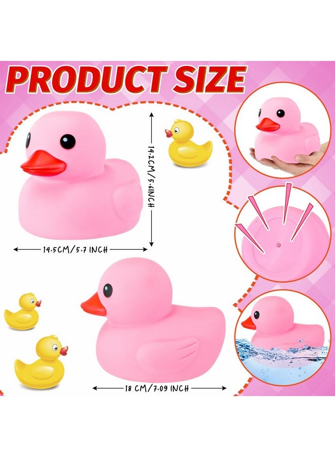Honoson 6.89 Inch Giant Rubber Duck Big Rubber Duck Large Duckling Bath Toy with Squeaky Sound for Summer Baby Shower Birthday Party Favor Gift(Pink) - Image 2