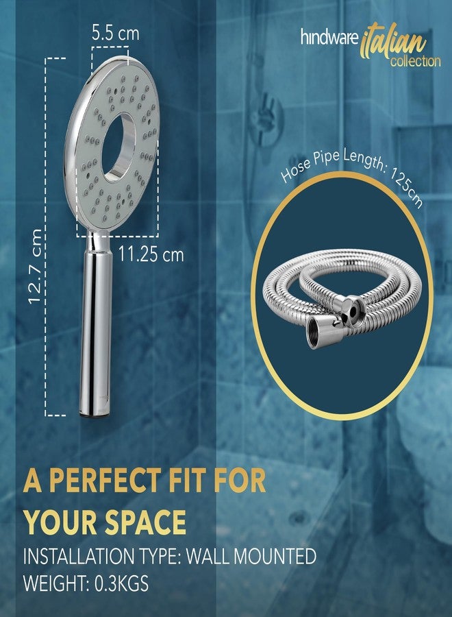 Hindware Italian Collection F160115CP Hand Shower for Bathroom | made of ABS | comes with 1.5-meter Stainless Steel Flexible Hose Pipe | Wall Hook | Rubbit Cleaning Technology | Polo Grey - Image 2