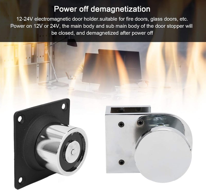 klarako Door Stopper Electromagnetic Door Stop Holder 12V/24V 60KG Suction for Fire Frameless Glass Doors - Image 3