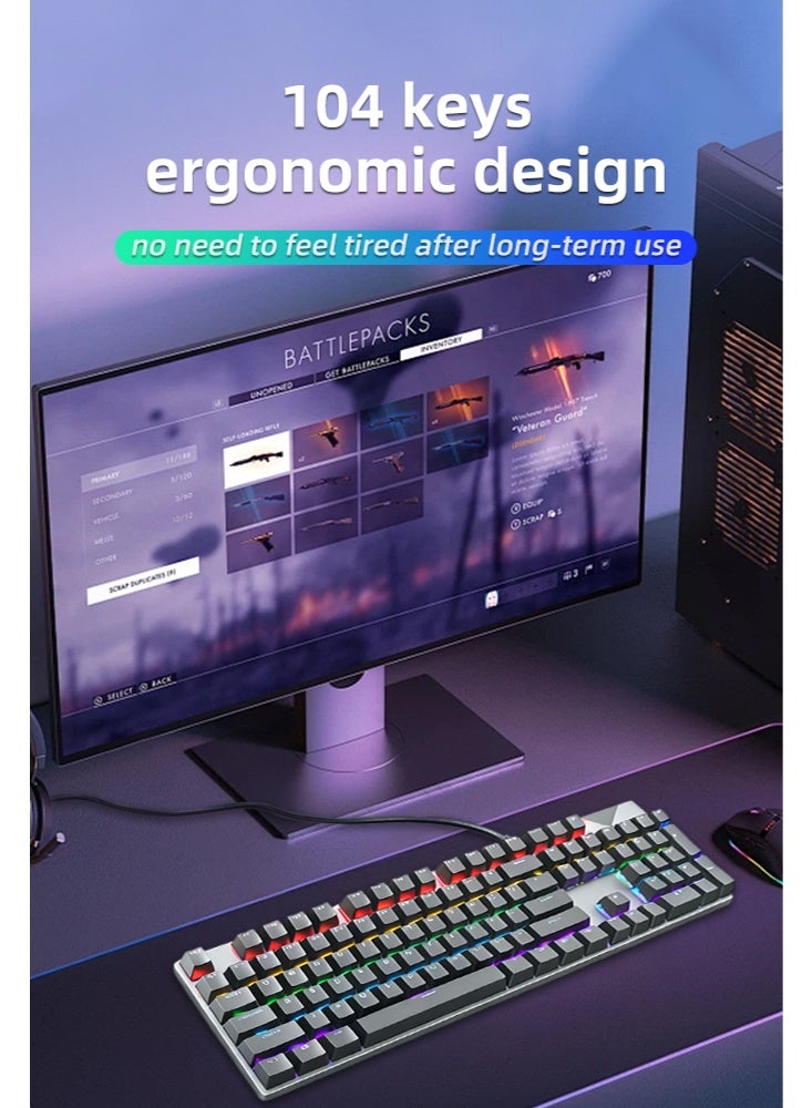 104 Keys Red Switch Mechanical Gaming Keyboard, Hot-Swappable, 16.8 Million Colors Backlit, Removable Usb Wired, 525g Weight, All Keys Without Conflict Silent Rgb Color Suitable For Pc/Ps4/Xbox Gamers Mac - Image 1