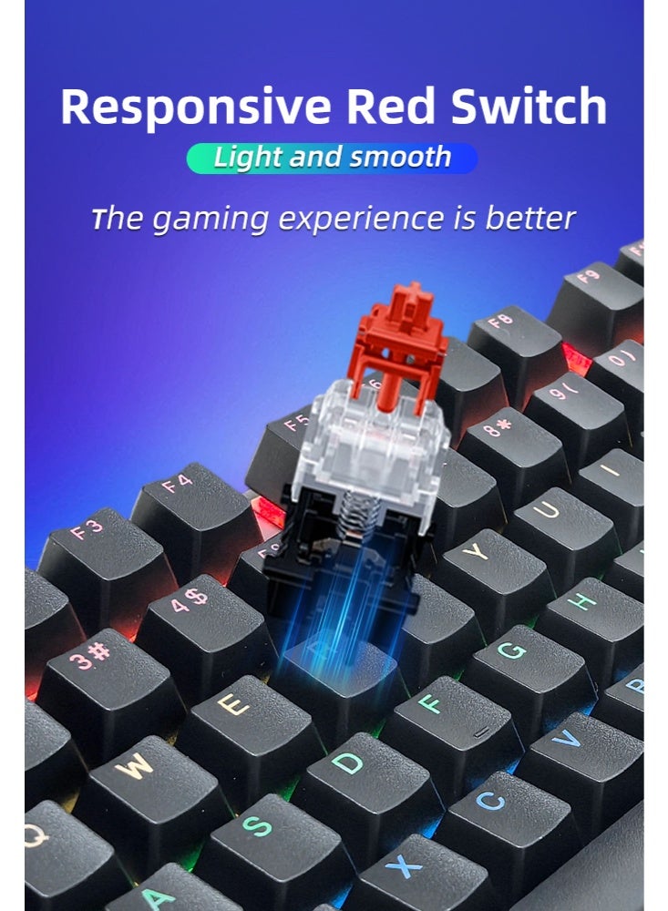 104 Keys Red Switch Mechanical Gaming Keyboard, Hot-Swappable, 16.8 Million Colors Backlit, Removable Usb Wired, 525g Weight, All Keys Without Conflict Silent Rgb Color Suitable For Pc/Ps4/Xbox Gamers Mac - Image 2