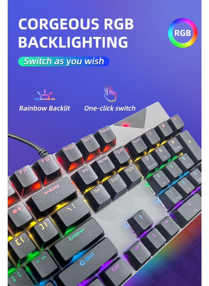 104 Keys Red Switch Mechanical Gaming Keyboard, Hot-Swappable, 16.8 Million Colors Backlit, Removable Usb Wired, 525g Weight, All Keys Without Conflict Silent Rgb Color Suitable For Pc/Ps4/Xbox Gamers Mac - Image 3