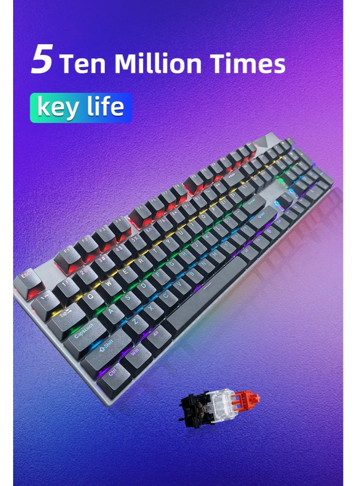 104 Keys Red Switch Mechanical Gaming Keyboard, Hot-Swappable, 16.8 Million Colors Backlit, Removable Usb Wired, 525g Weight, All Keys Without Conflict Silent Rgb Color Suitable For Pc/Ps4/Xbox Gamers Mac - Image 5