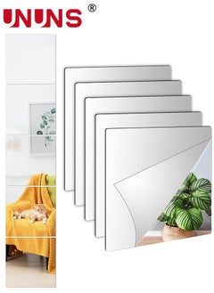 UNUNS 3D Mirror Wall Sticker Tiles,Non-Breakable Acrylic Full Length Wall Mirror Tiles,30cm x30cm 5Pcs Flexible Plastic Mirror,Full Body Mirror Tiles For Bedroom,Home Gym,Home Wall Decor  - Image 1