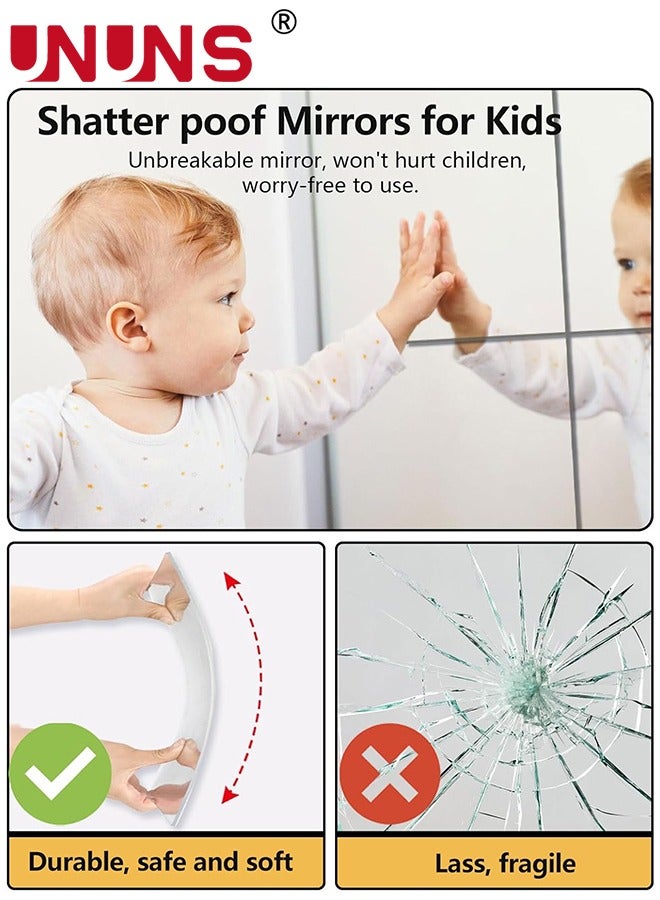 UNUNS 3D Mirror Wall Sticker Tiles,Non-Breakable Acrylic Full Length Wall Mirror Tiles,30cm x30cm 5Pcs Flexible Plastic Mirror,Full Body Mirror Tiles For Bedroom,Home Gym,Home Wall Decor  - Image 3