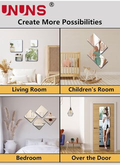 UNUNS 3D Mirror Wall Sticker Tiles,Non-Breakable Acrylic Full Length Wall Mirror Tiles,30cm x30cm 5Pcs Flexible Plastic Mirror,Full Body Mirror Tiles For Bedroom,Home Gym,Home Wall Decor  - Image 4