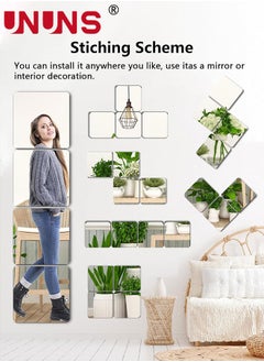 UNUNS 3D Mirror Wall Sticker Tiles,Non-Breakable Acrylic Full Length Wall Mirror Tiles,30cm x30cm 5Pcs Flexible Plastic Mirror,Full Body Mirror Tiles For Bedroom,Home Gym,Home Wall Decor  - Image 2