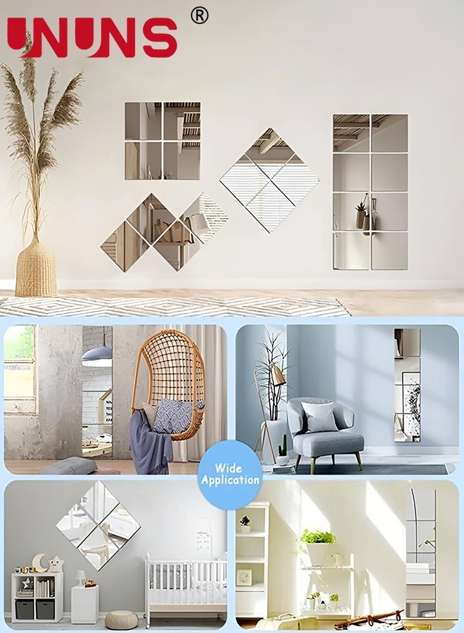 UNUNS 3D Mirror Wall Sticker Tiles,Non-Breakable Acrylic Full Length Wall Mirror Tiles,30cm x30cm 5Pcs Flexible Plastic Mirror,Full Body Mirror Tiles For Bedroom,Home Gym,Home Wall Decor  - Image 5