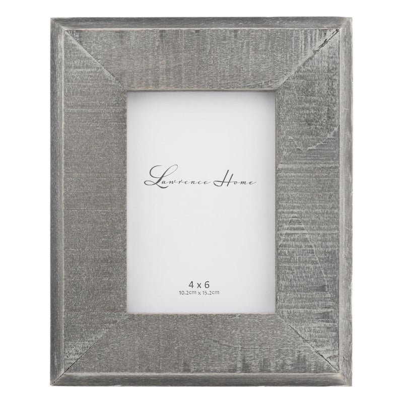 Lawrence Frames 4x6 Distressed Gray Wood with White Wash Picture Frame - Image 1