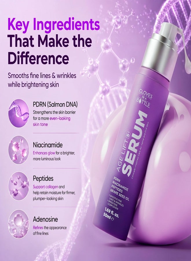 جلوفز إن أ بوتل سيروم Gloves In A Bottle PDRN Age Lift 5+ مع حمض نووي السلمون (PDRN) والنياسيناميد والببتيدات - ينعم الخطوط الدقيقة والتجاعيد، ويفتح لون البشرة، ويرطب البشرة ترطيباً خفيفاً لبشرة أكثر تماسكاً - (1.69 أونصة) - Image 4
