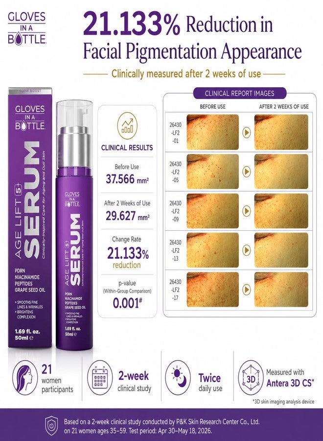جلوفز إن أ بوتل سيروم Gloves In A Bottle PDRN Age Lift 5+ مع حمض نووي السلمون (PDRN) والنياسيناميد والببتيدات - ينعم الخطوط الدقيقة والتجاعيد، ويفتح لون البشرة، ويرطب البشرة ترطيباً خفيفاً لبشرة أكثر تماسكاً - (1.69 أونصة) - Image 5