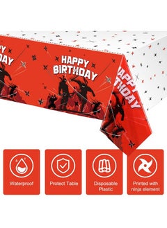 Tatuo 3 Pieces Ninja Pattern Tablecloths Ninja Birthday Party Supplies Disposable Plastic Rectangular Ninja Themed Table Covers For Teens Birthday Party Decorations 108 X 54 Inches  - Image 4