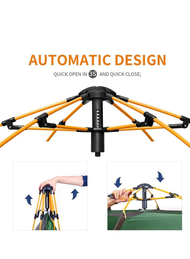 Spall 3 Person Camping Tent Automatic Instant Pop-Up Tent Lightweight Portable Tent Outdoor Camping Waterproof Camping Tent and 1 Doors with Carry Bag - Image 2