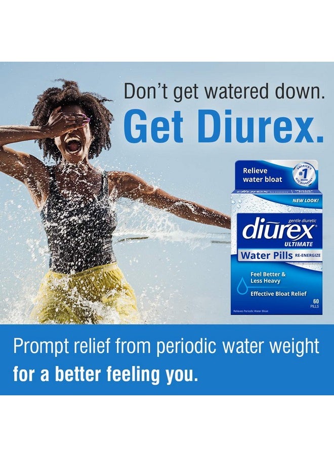 Diurex - Ultimate Re-Energizing Water Pills - Maximum Strength Diuretic - Relieve Water Bloat - 60 Count - Image 1