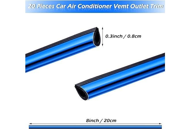 Fabbay Blue Chrome PVC Car AC Vent Strip, Interior Trim for Straight Air Outlet Grille, Universal Fit - Image 2