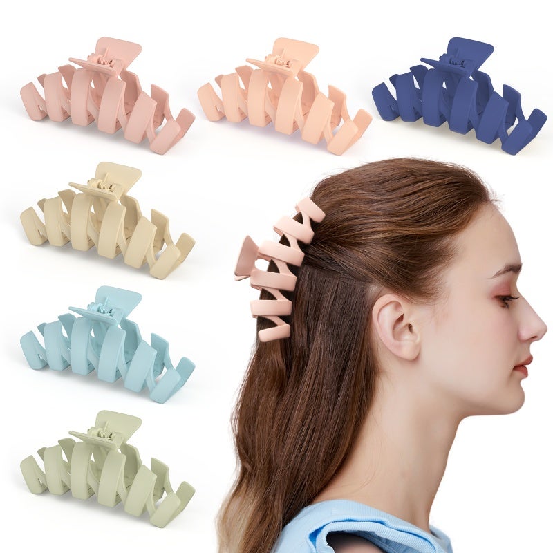 Maykawe Medium Hair Claw Clips Assorted Color 6-Pack Lightweight Non-Slip Grip - Strong Hold Jaw Clips for Thick Thin Hair - Image 1