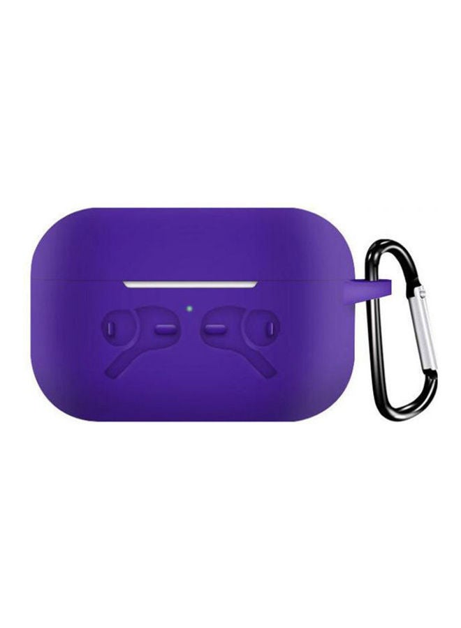 NIBEMINENT Protective Cover Compatible With Apple AirPods Pro Case, Case Keychain For 3 Charging - 2019 Release Visible Front Led Shock-Absorbing Soft Slim Silicone Skin Purple