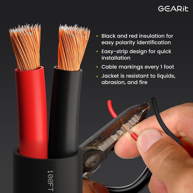 GearIT Outdoor Speaker Wire CL3 Rated, 16 Gauge Speaker Wire, Speaker Cable 200 ft for Outdoor Speakers, Patio, Garden, Backyard Audio, Direct Burial in Ground/in Wall, CCA (Black, 2-Conductors) - Image 4