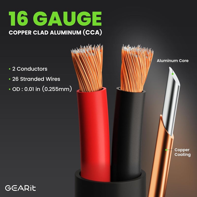 GearIT Outdoor Speaker Wire CL3 Rated, 16 Gauge Speaker Wire, Speaker Cable 200 ft for Outdoor Speakers, Patio, Garden, Backyard Audio, Direct Burial in Ground/in Wall, CCA (Black, 2-Conductors) - Image 5