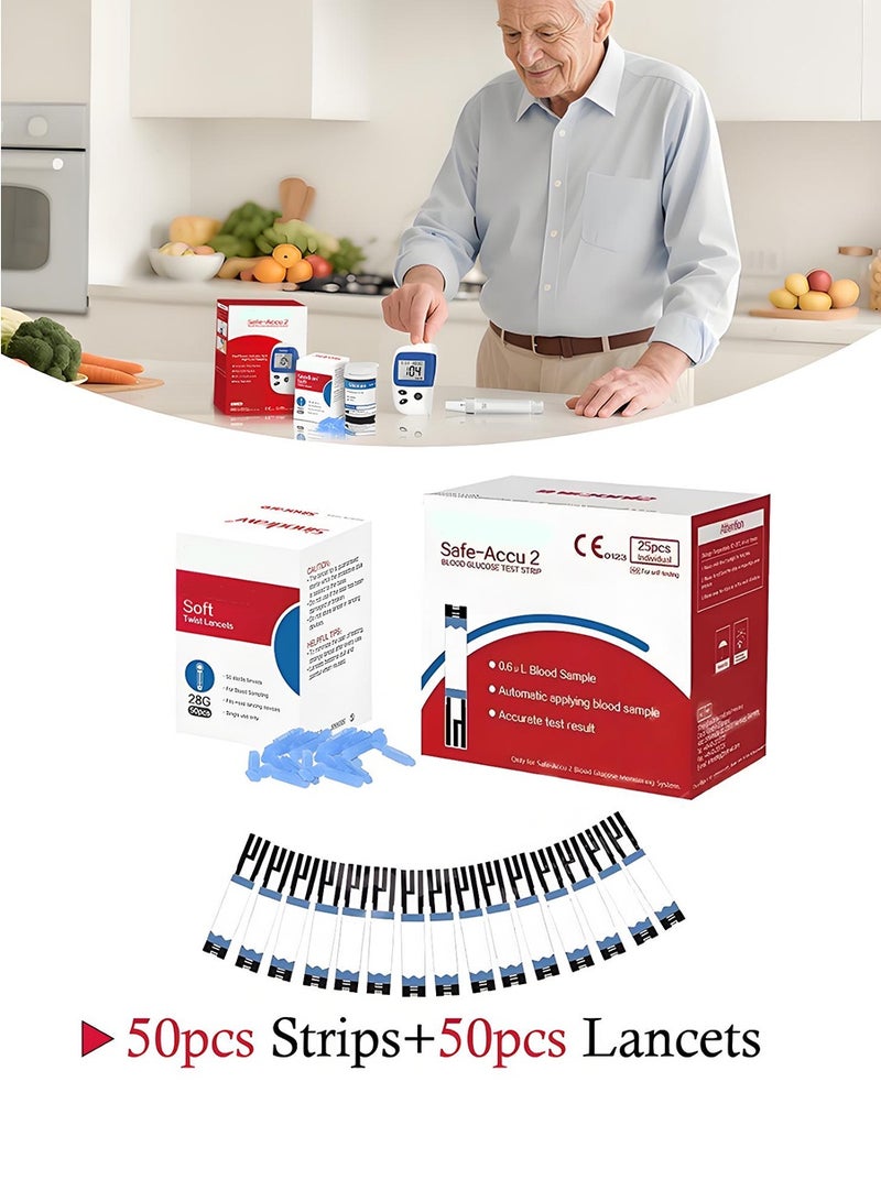 مجموعة اختبار جلوكوز الدم الفوري المكونة من 50 قطعة - Image 1