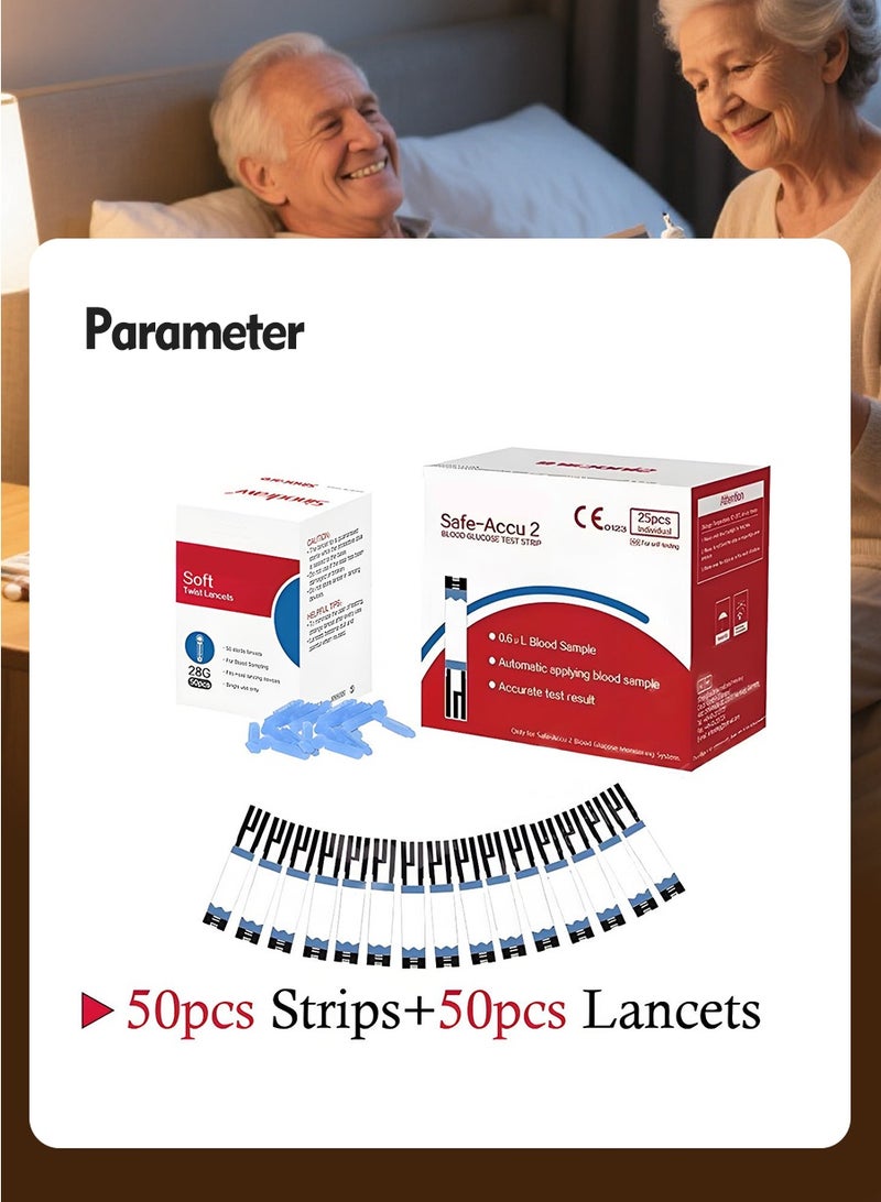 مجموعة اختبار جلوكوز الدم الفوري المكونة من 50 قطعة - Image 3