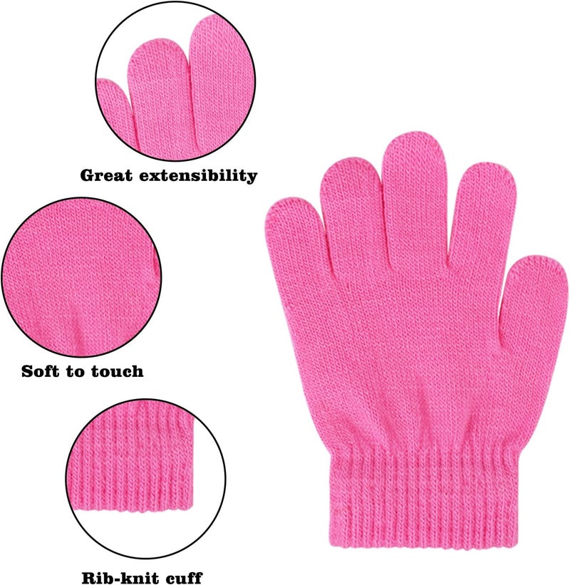 ONESING 3-24 Pairs Winter Knit Gloves for Kids - White Finger Gloves for Boys and Girls - Image 2