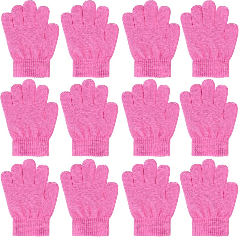 ONESING 3-24 Pairs Winter Knit Gloves for Kids - White Finger Gloves for Boys and Girls - Image 1