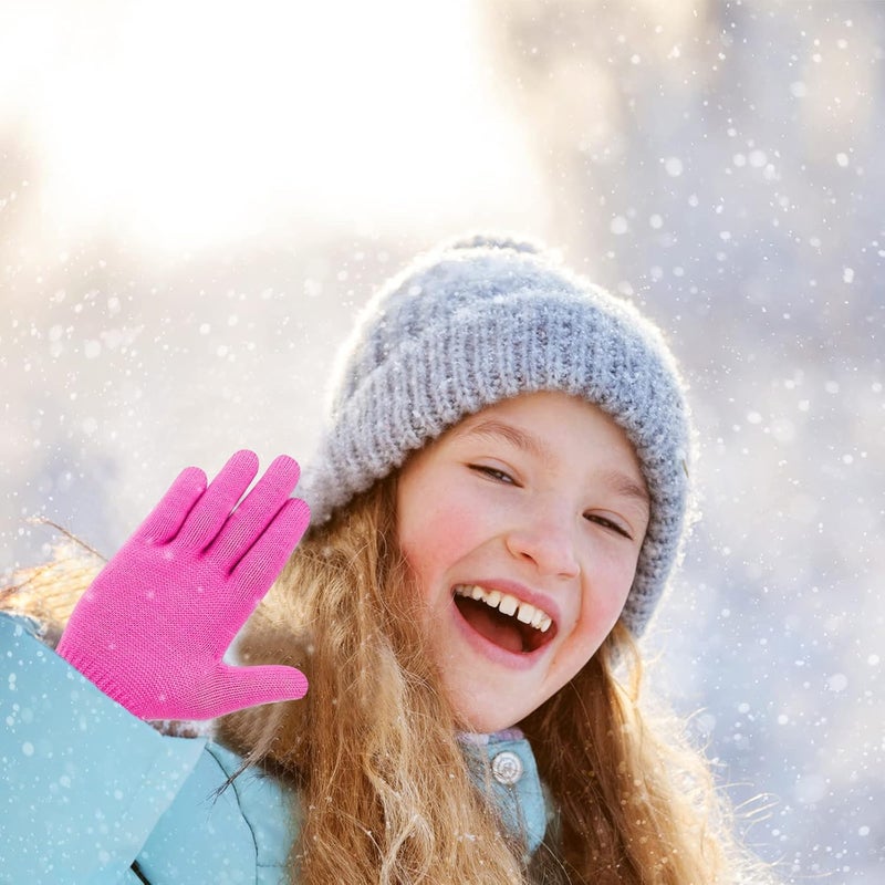ONESING 3-24 Pairs Winter Knit Gloves for Kids - White Finger Gloves for Boys and Girls - Image 5