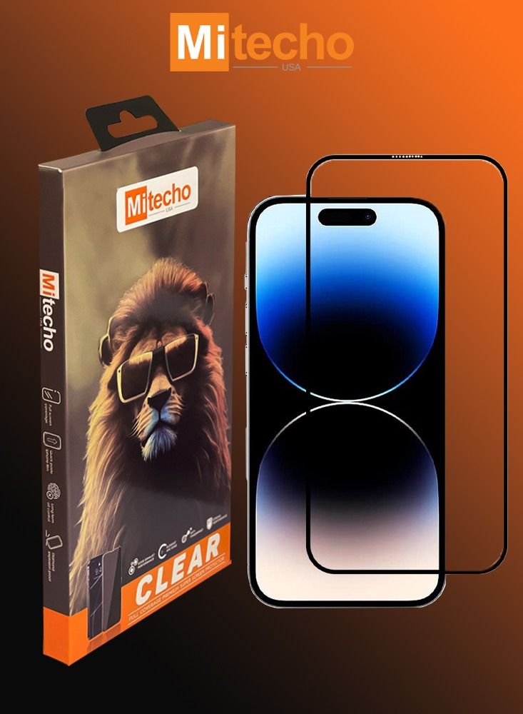 Mi techo Apple iPhone 15 Pro Full Coverage Clear Tempered Glass Screen Protector - Image 3