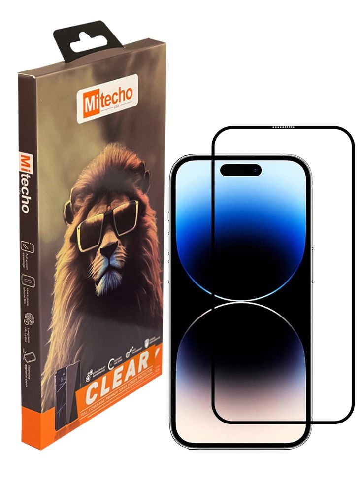 Mi techo Apple iPhone 15 Pro Full Coverage Clear Tempered Glass Screen Protector - Image 1