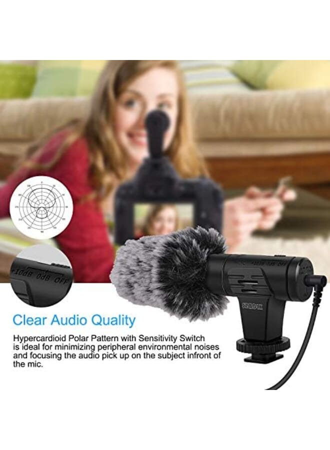 SZMDLX Video Microphone Phone Microphone Camera Microphone With Headphone Monitor Hole Camera Microphone Live Microphone For Smartphone Android Smartphone Canon Nikon Dslr Camera And Video Camera  - Image 4