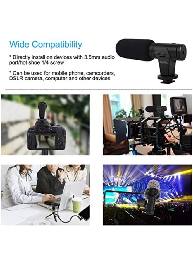 SZMDLX Video Microphone Phone Microphone Camera Microphone With Headphone Monitor Hole Camera Microphone Live Microphone For Smartphone Android Smartphone Canon Nikon Dslr Camera And Video Camera  - Image 2