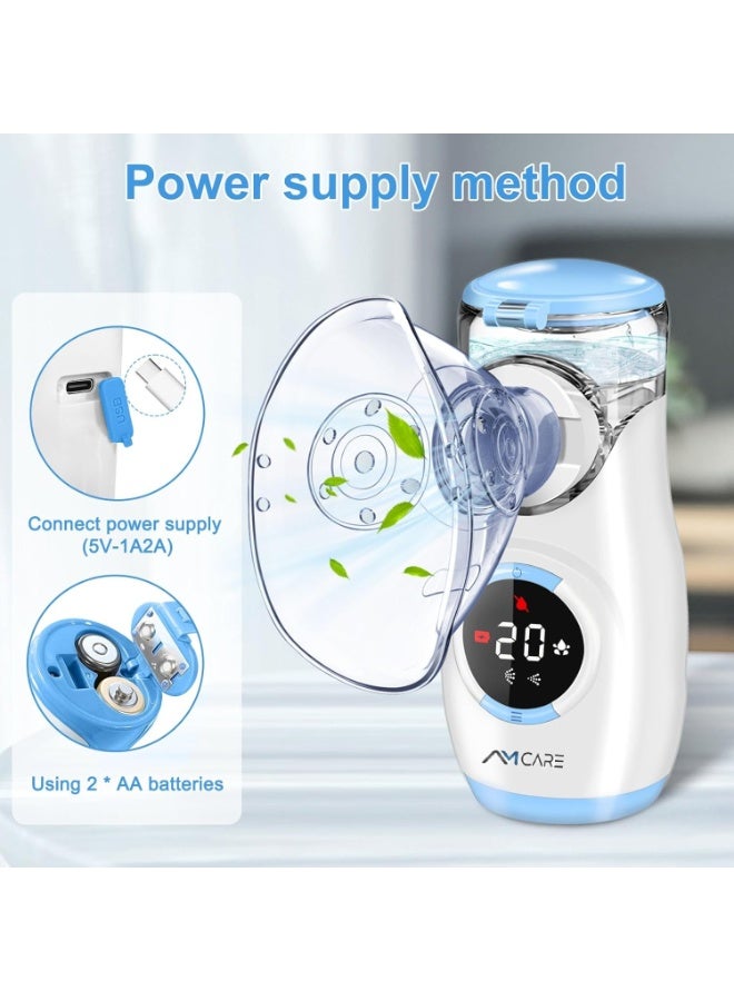 AMCARE Digital Ultrasonic Mesh Nebulizer with LED Digital Display and Semi Automatic-Cleaning, Quiet and Portable Mist Vaporizer, Two Adjustable Spray Patterns with 2 Timer Modes, Rechargeable Model MY135B - Image 3
