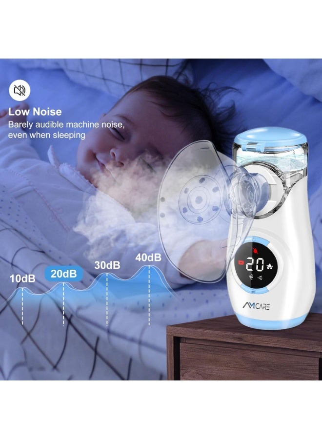 AMCARE Digital Ultrasonic Mesh Nebulizer with LED Digital Display and Semi Automatic-Cleaning, Quiet and Portable Mist Vaporizer, Two Adjustable Spray Patterns with 2 Timer Modes, Rechargeable Model MY135B - Image 4