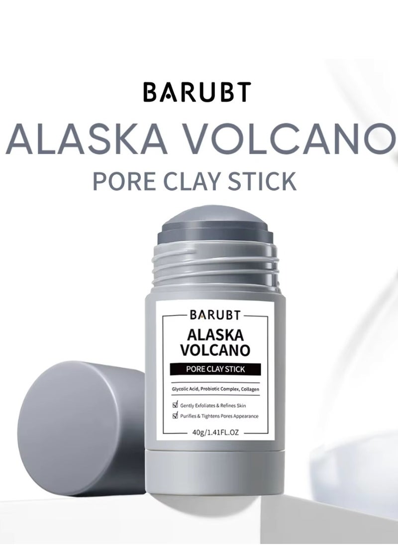 BARUBT - Alaska Volcano Pore Clay Stick Gently Exfoliates Purifies and Tightens Pores Appearance Face Cleansing Reduce Acne and Minimize Pores Remove Pimple Face Clay Mask with Glycolic Acid Collagen Face Stick Mask 40g - Image 1