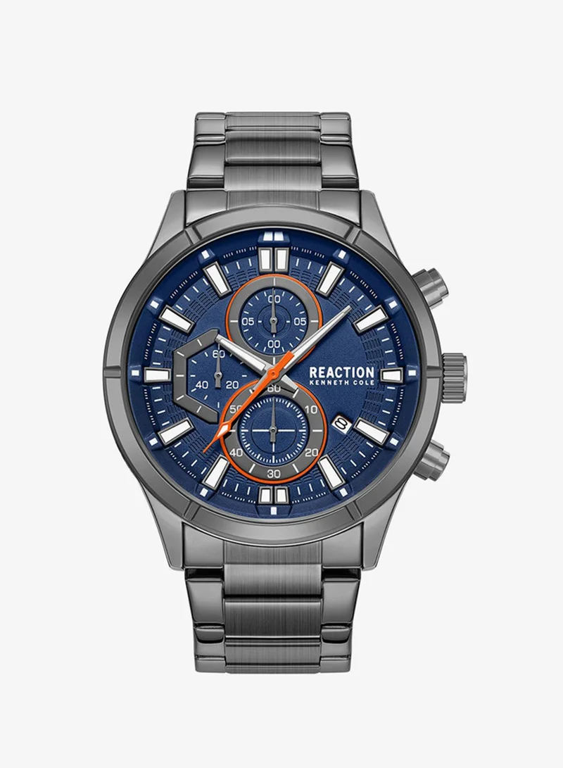 Kenneth Cole Reaction Chronograph Gents Watch With Gun Stainless Steel Strap 47mm - KRWGI9006803