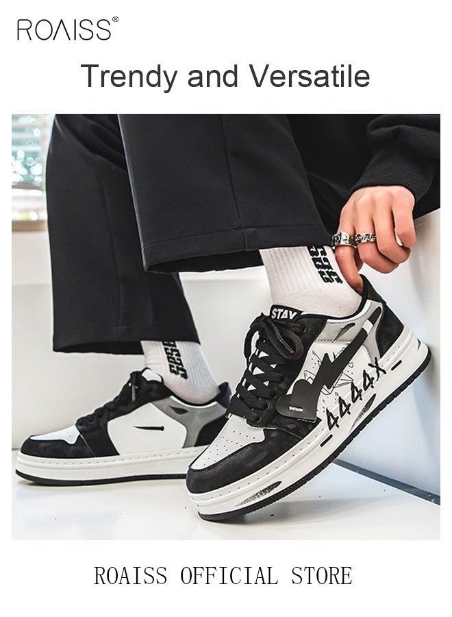 roaiss Men Stylish Sneakers, Low Top Lace up Board Shoes, Casual Versatile Shoes for Men, Comfy Sports Shoes with Non-slip Soles, Suitable for Daily Wear and Outdoor Activities - Image 3