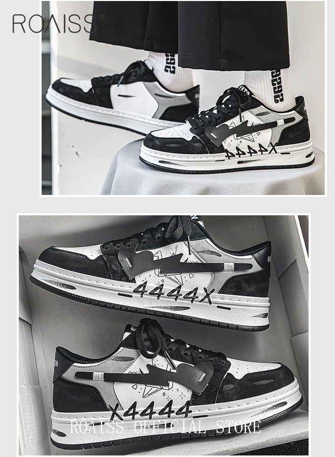 roaiss Men Stylish Sneakers, Low Top Lace up Board Shoes, Casual Versatile Shoes for Men, Comfy Sports Shoes with Non-slip Soles, Suitable for Daily Wear and Outdoor Activities - Image 4