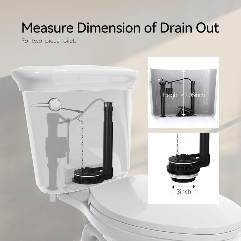 RT 3-Inch Toilet Flapper Valve Adjustable Flush Volume Toilet Repair Kit for 2-piece Toilet A21026 - Image 3