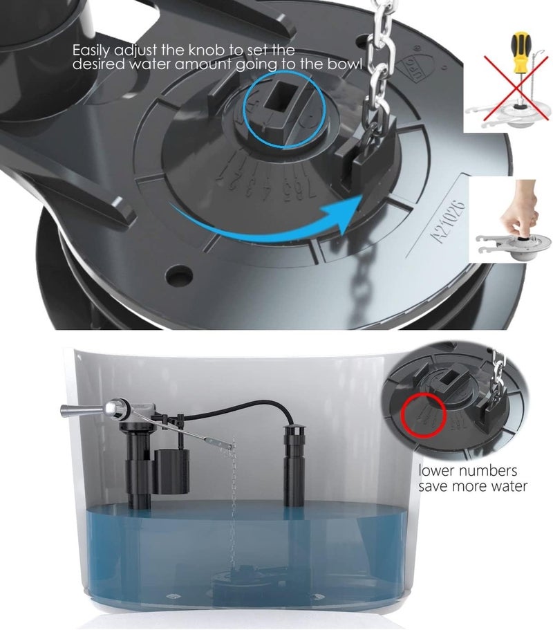 RT 3-Inch Toilet Flapper Valve Adjustable Flush Volume Toilet Repair Kit for 2-piece Toilet A21026 - Image 2