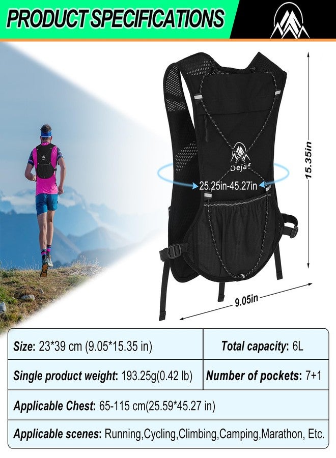 Dejaf Running Vest for Women Men, Lightweight (194g/8 Bags) Hydration Backpack Phone Holder Vest for Hiking Trail Cycling Race Marathon Running Essentials (Black+Bottle, Adjustable) - Image 4