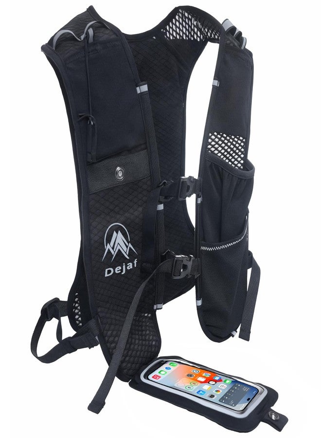 Dejaf Running Vest for Women Men, Lightweight (194g/8 Bags) Hydration Backpack Phone Holder Vest for Hiking Trail Cycling Race Marathon Running Essentials (Black+Bottle, Adjustable) - Image 1