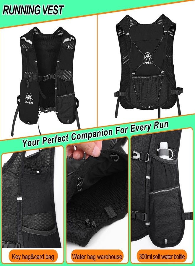 Dejaf Running Vest for Women Men, Lightweight (194g/8 Bags) Hydration Backpack Phone Holder Vest for Hiking Trail Cycling Race Marathon Running Essentials (Black+Bottle, Adjustable) - Image 2