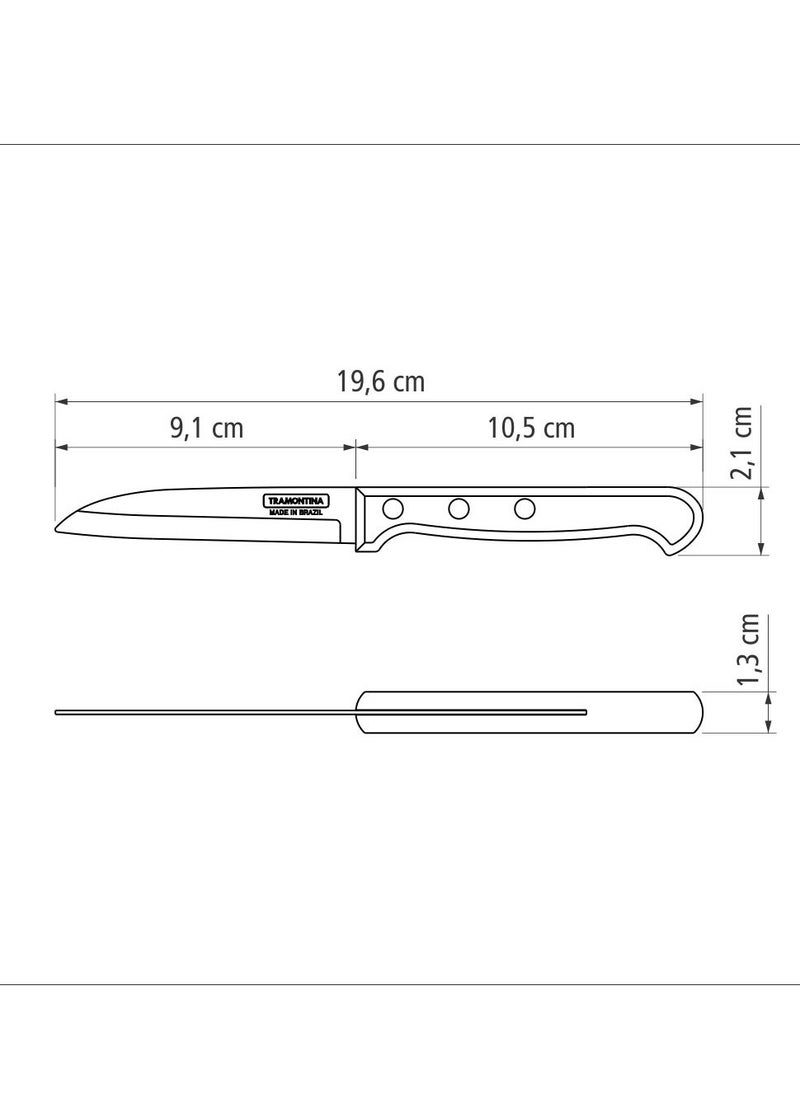 TRAMONTINA - Since 1911,Made in Brazil- Polywood 3 Inches Paring and Fruit Knife with Stainless Steel Blade and Red Dishwasher Safe Treated Handle, - Image 1