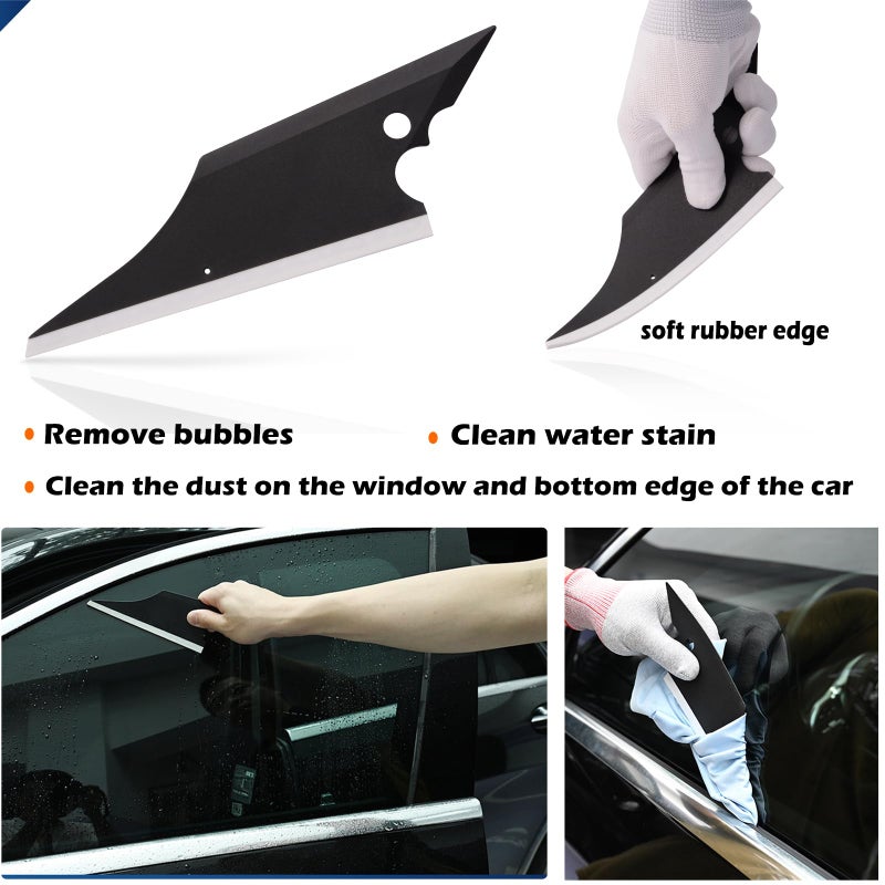 EHDIS Vinyl Wrap Tool Window Tint Kit 7 Pieces Vehicle Tinting Tools Car Glass Protective Film Wrapping Installation Set Included Vinyl Scraper, Window Rubber Squeegee,Cutting Knife with Blades - Image 4