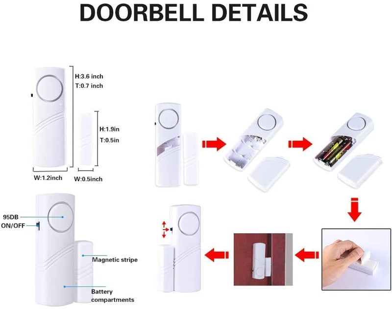 Audavibe Audavibe AntiTheft DoorWindow Alarm Magnetic Wireless Sensor Alarm for Home Security System Pool Door Alarm for Kids Safety Toddler Door Open Alarm Sensor Siren 1  - Image 2
