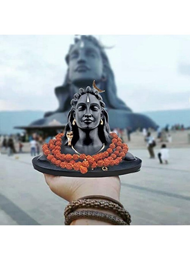 JD FRESH JD FRESH 4.5 Inch Adiyogi Statue with Rudraksh Mala/Resin Car Dashboard Idols/Lord Shiva for Pooja/Shivratri Gift/Decor/Shiv Murti/Mahadev Statues/Decorative Items for Home/Office(Black)  - Image 1